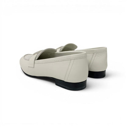 Hermes Paris Loafers Leather Canvas Ivory Moccasins — view 4