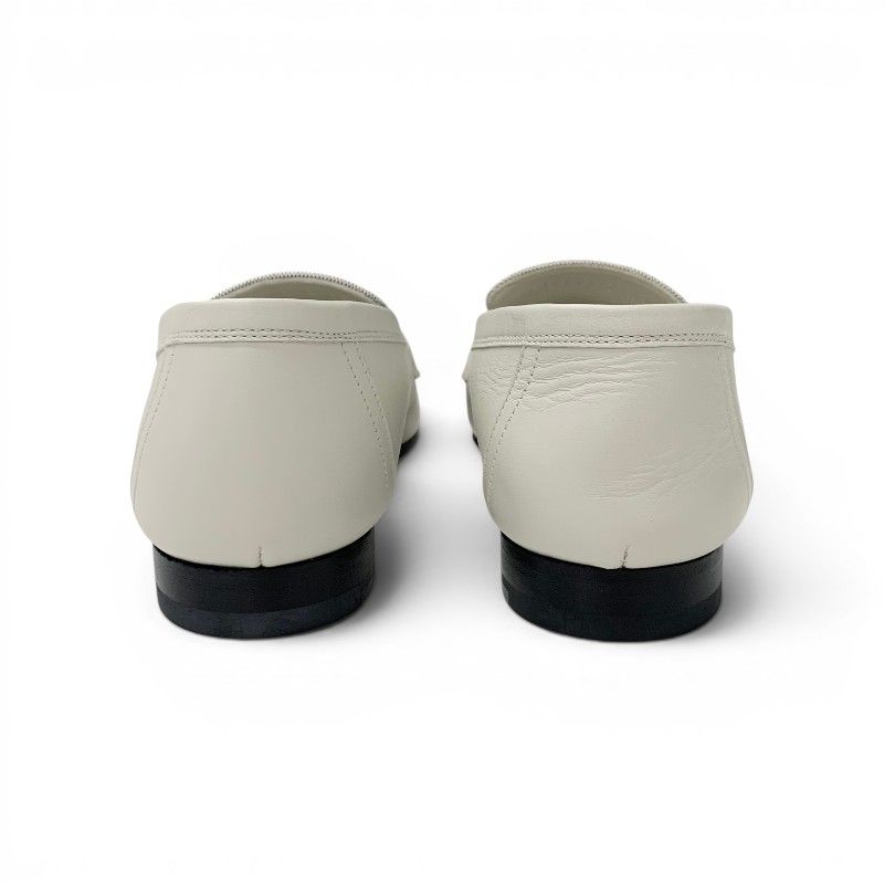 Hermes Paris Loafers Leather Canvas Ivory Moccasins — view 5