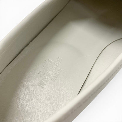 Hermes Paris Loafers Leather Canvas Ivory Moccasins — view 7