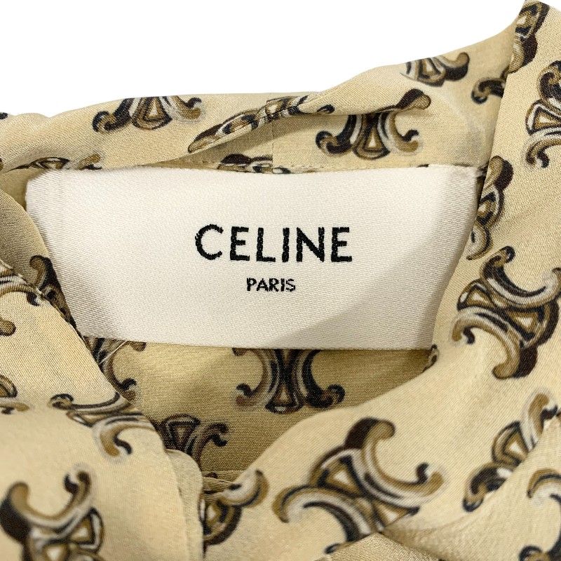 Celine Dress Silk Beige Brown Bowtie Triomphe Eddie Era — view 7