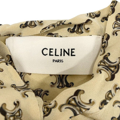Celine Dress Silk Beige Brown Bowtie Triomphe Eddie Era — view 7