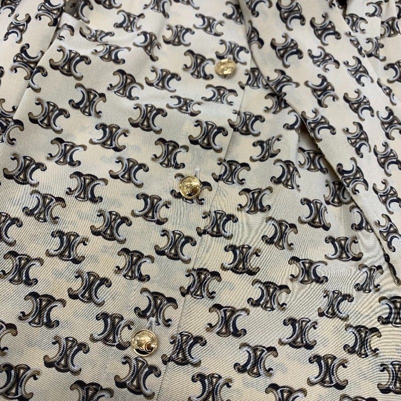 Celine Dress Silk Beige Brown Bowtie Triomphe Eddie Era — view 4