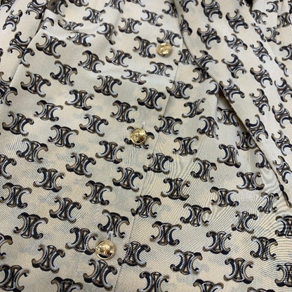 Celine Dress Silk Beige Brown Bowtie Triomphe Eddie Era — view 4