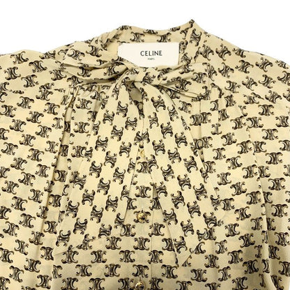 Celine Dress Silk Beige Brown Bowtie Triomphe Eddie Era — view 5