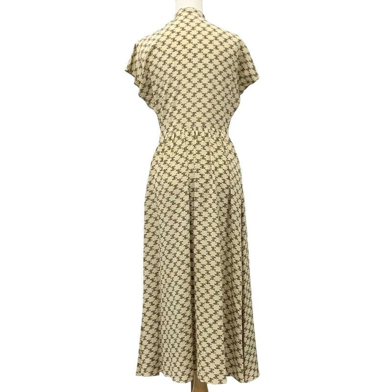 Celine Dress Silk Beige Brown Bowtie Triomphe Eddie Era — view 3
