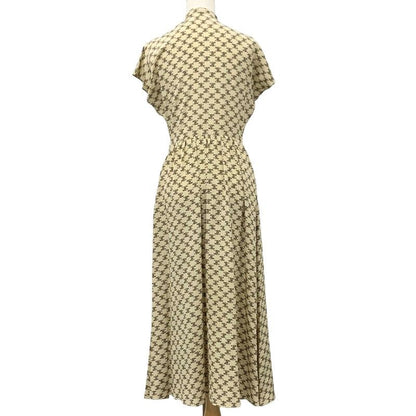 Celine Dress Silk Beige Brown Bowtie Triomphe Eddie Era — view 3