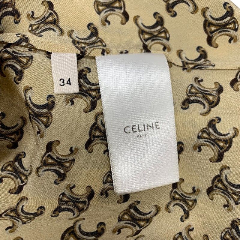 Celine Dress Silk Beige Brown Bowtie Triomphe Eddie Era — view 8