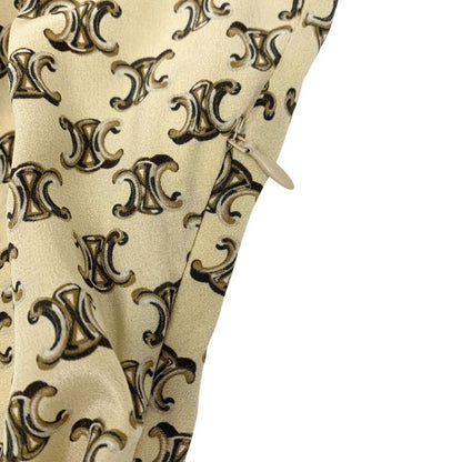 Celine Dress Silk Beige Brown Bowtie Triomphe Eddie Era — view 6