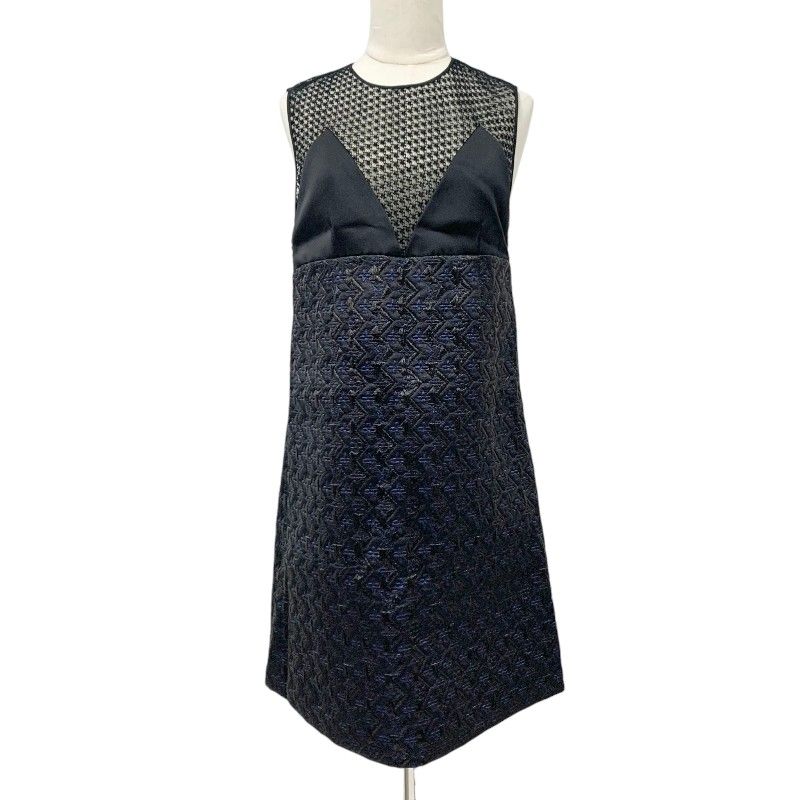 Louis Vuitton Dress Black Blue Lurex Lace Monogram