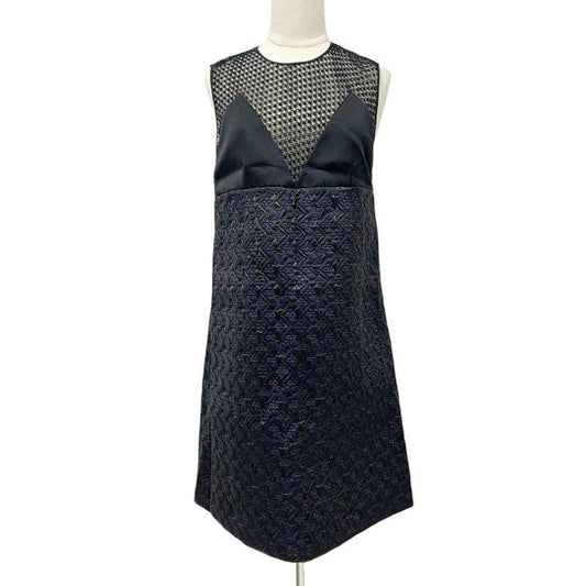 Louis Vuitton Dress Black Blue Lurex Lace Monogram