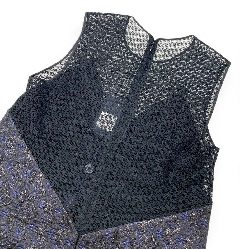 Louis Vuitton Dress Black Blue Lurex Lace Monogram — view 7