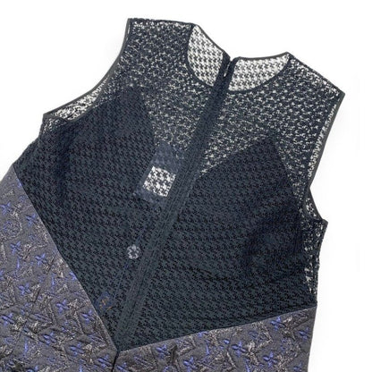 Louis Vuitton Dress Black Blue Lurex Lace Monogram — view 7