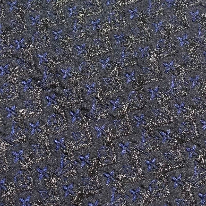 Louis Vuitton Dress Black Blue Lurex Lace Monogram — view 6
