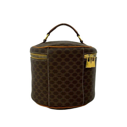 Celine Vintage Macadam Blason Triomphe Pattern Leather Handbag Vanity Bag Brown — view 3