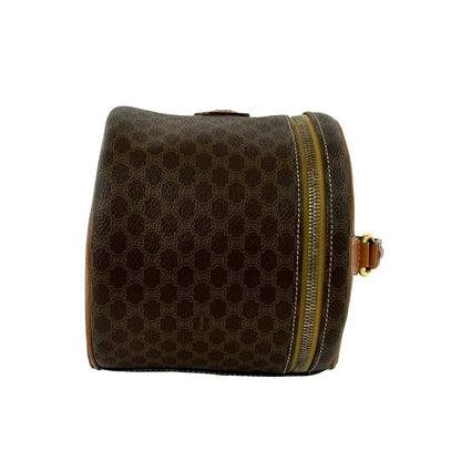 Celine Vintage Macadam Blason Triomphe Pattern Leather Handbag Vanity Bag Brown — view 6