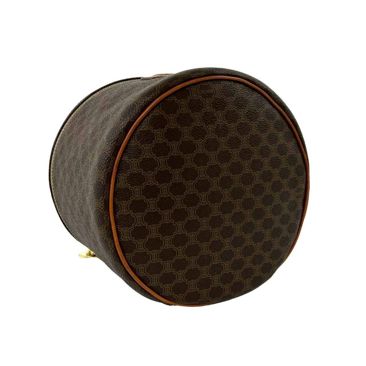 Celine Vintage Macadam Blason Triomphe Pattern Leather Handbag Vanity Bag Brown — view 7