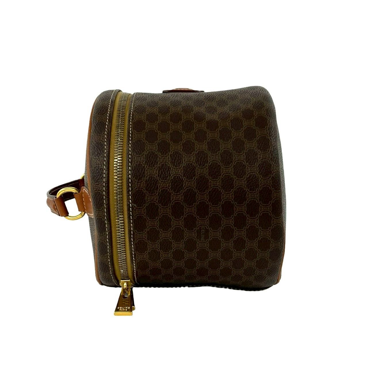 Celine Vintage Macadam Blason Triomphe Pattern Leather Handbag Vanity Bag Brown — view 5