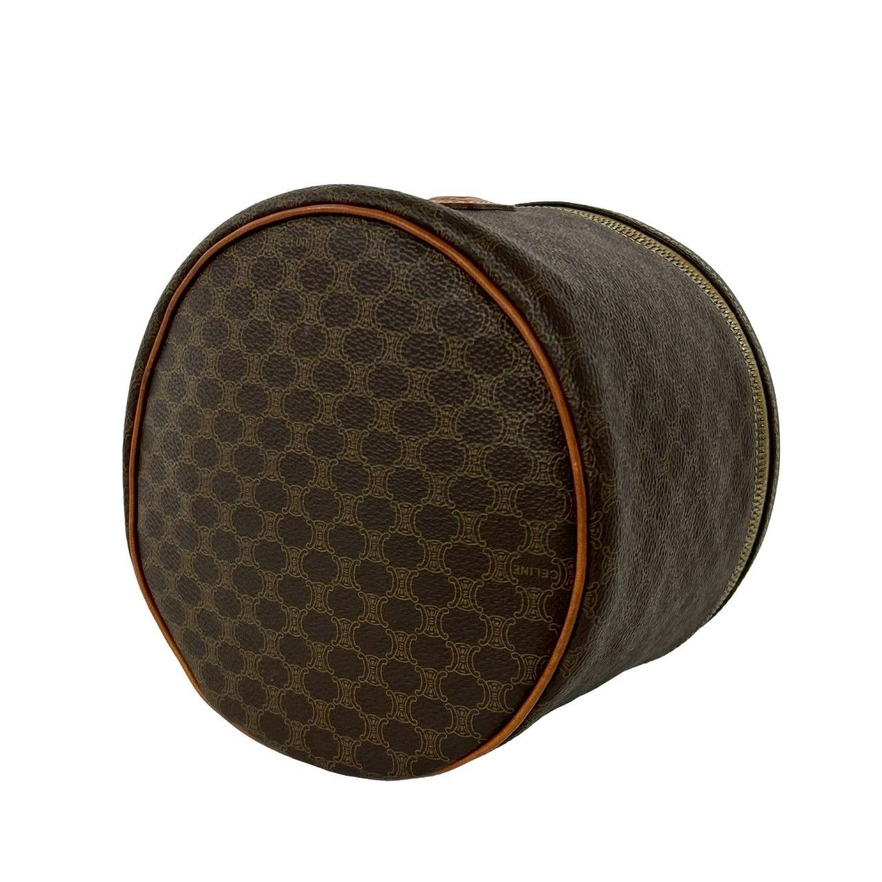 Celine Vintage Macadam Blason Triomphe Pattern Leather Handbag Vanity Bag Brown — view 8