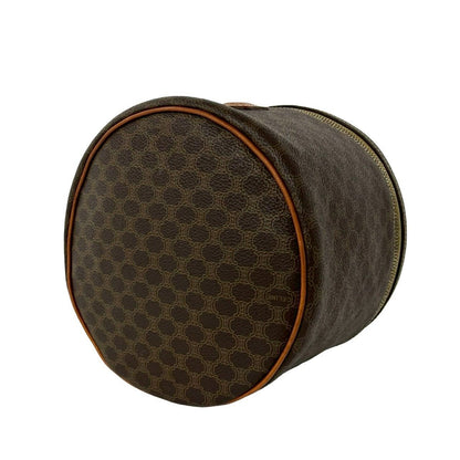 Celine Vintage Macadam Blason Triomphe Pattern Leather Handbag Vanity Bag Brown — view 8
