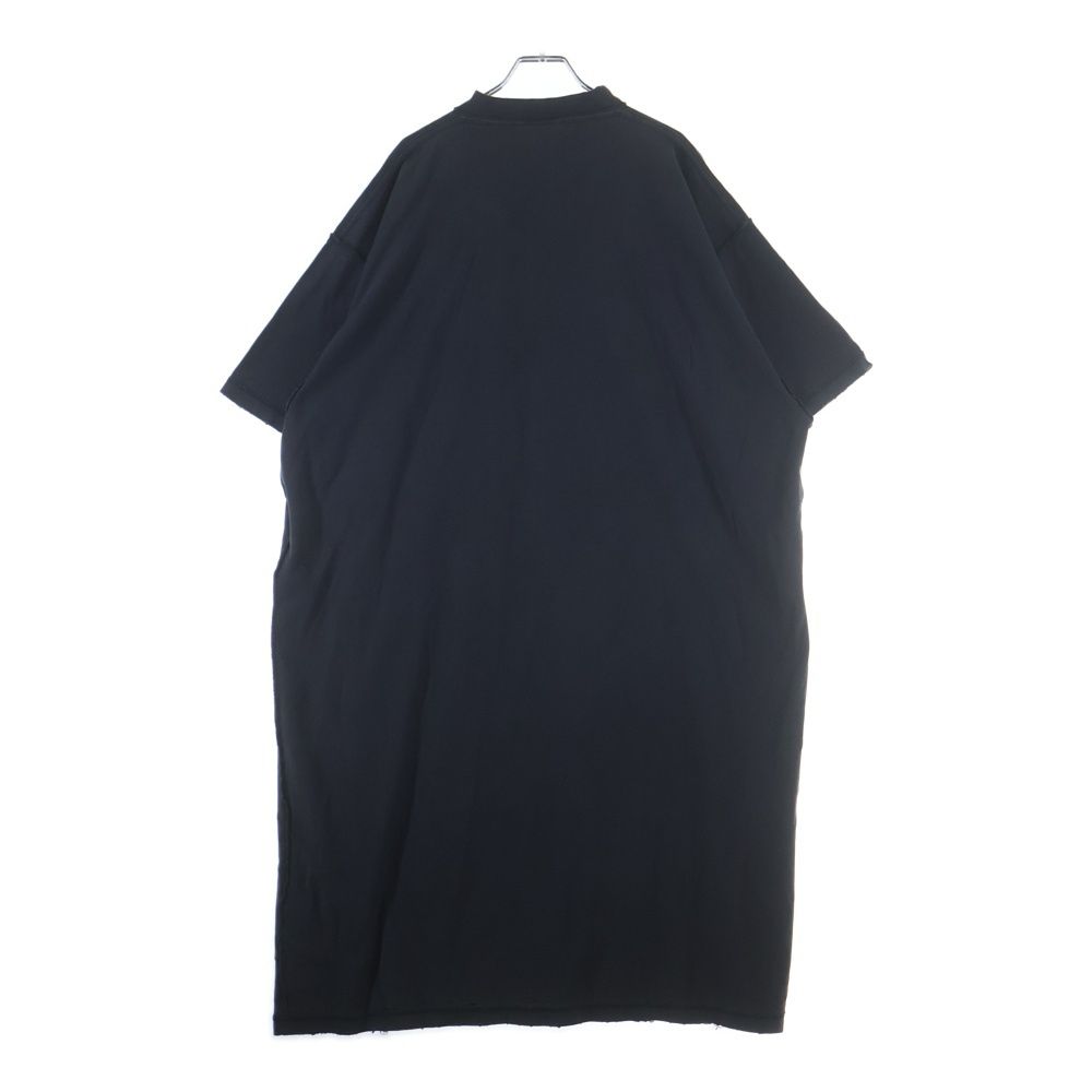 Balenciaga Distressed Patch Logo Oversized Short Sleeve T-Shirt Dress Black — view 2