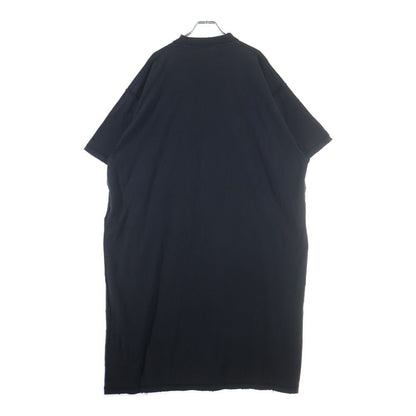 Balenciaga Distressed Patch Logo Oversized Short Sleeve T-Shirt Dress Black — view 2