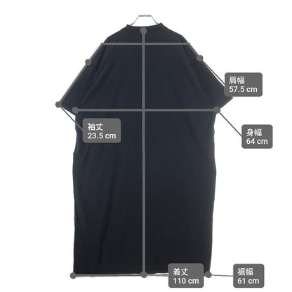 Balenciaga Distressed Patch Logo Oversized Short Sleeve T-Shirt Dress Black — view 9