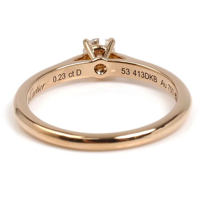 Cartier 18k Pink Gold Solitaire Ring Diamond — view 4