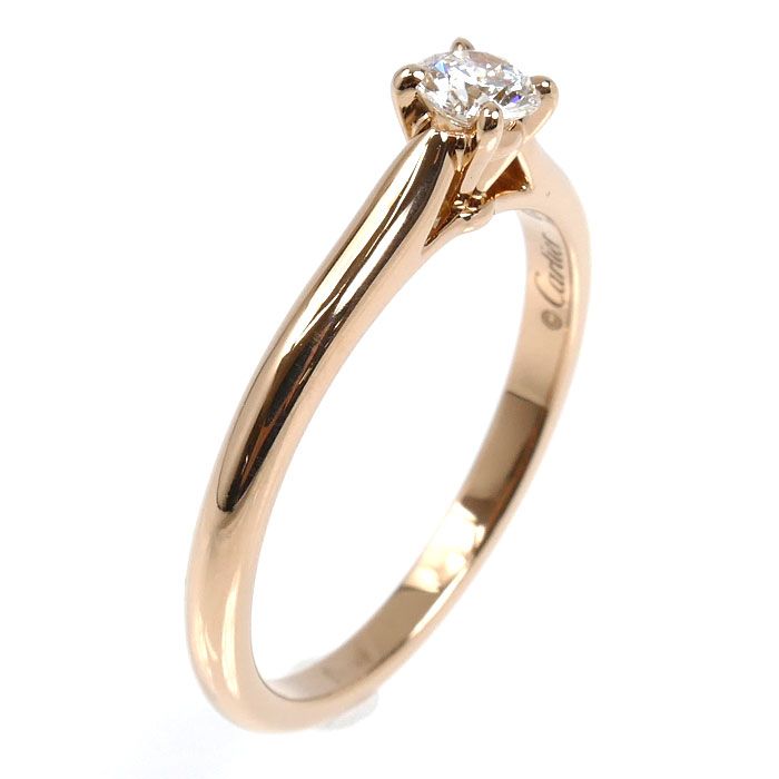 Cartier 18k Pink Gold Solitaire Ring Diamond — view 2