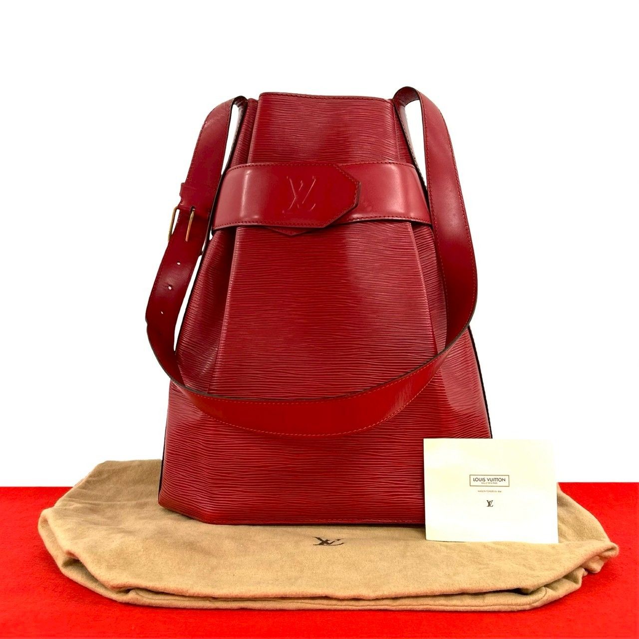 Louis Vuitton Vintage Sac Depot Epi Leather Shoulder Bag Castilian Red
