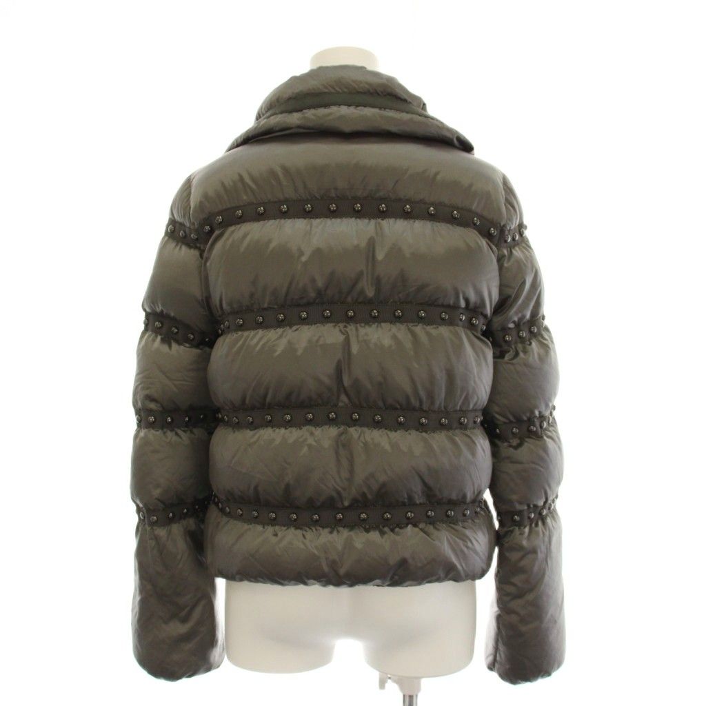Moncler Bourrache Down Jacket Studded Zip Up 0 Gray YM — view 2