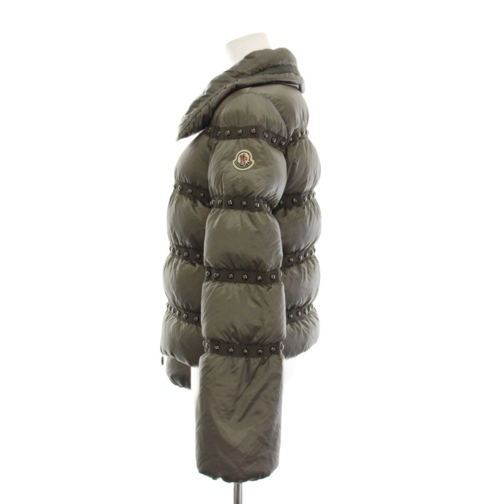 Moncler Bourrache Down Jacket Studded Zip Up 0 Gray YM — view 3