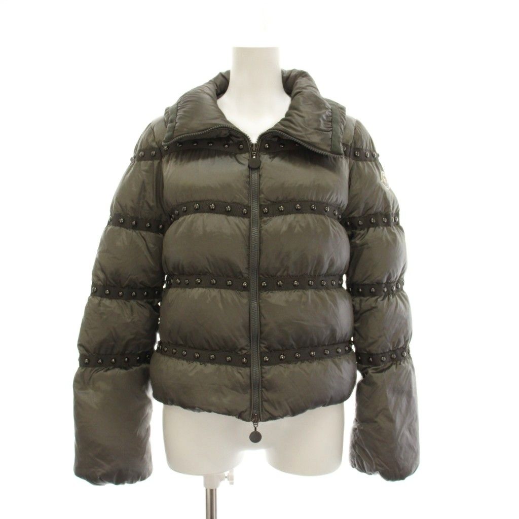 Moncler Bourrache Down Jacket Studded Zip Up 0 Gray YM