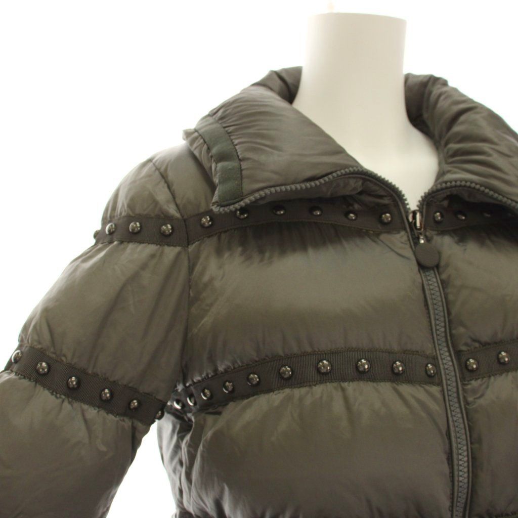 Moncler Bourrache Down Jacket Studded Zip Up 0 Gray YM — view 4