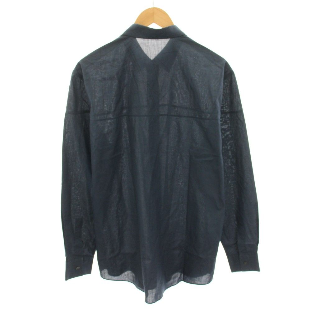 Hermes Shirt Long Sleeve All Over Pattern 17 43 Navy Blue YT — view 2