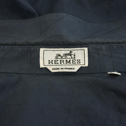 Hermes Shirt Long Sleeve All Over Pattern 17 43 Navy Blue YT — view 3