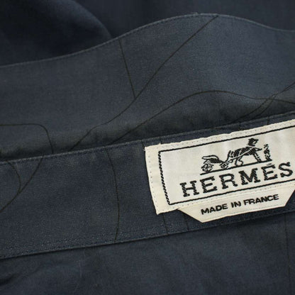 Hermes Shirt Long Sleeve All Over Pattern 17 43 Navy Blue YT — view 5