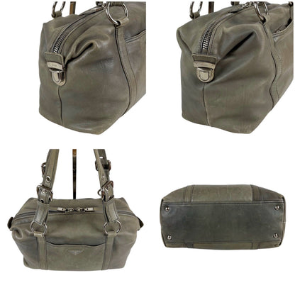 Prada Triangle Logo Shoulder Bag Mini Buffalo Leather Gray Washed — view 4