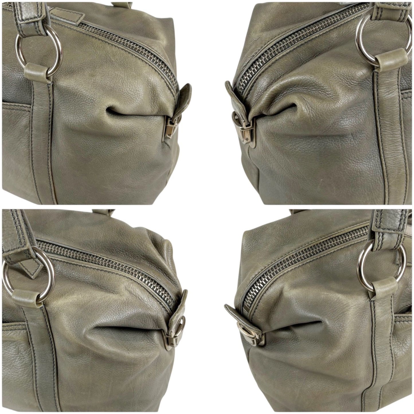 Prada Triangle Logo Shoulder Bag Mini Buffalo Leather Gray Washed — view 5