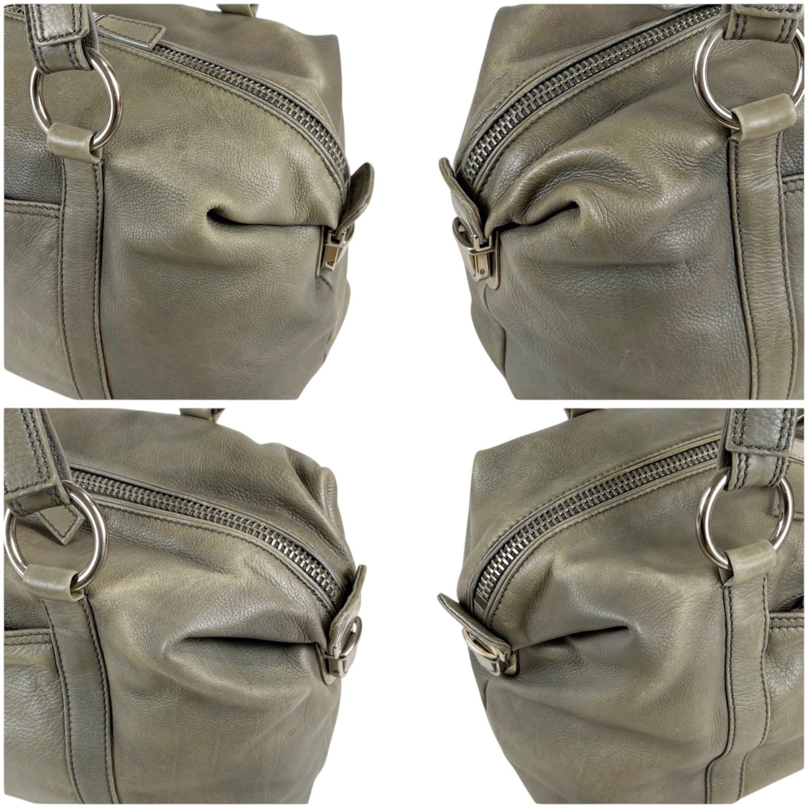 Prada Triangle Logo Shoulder Bag Mini Buffalo Leather Gray Washed — view 5
