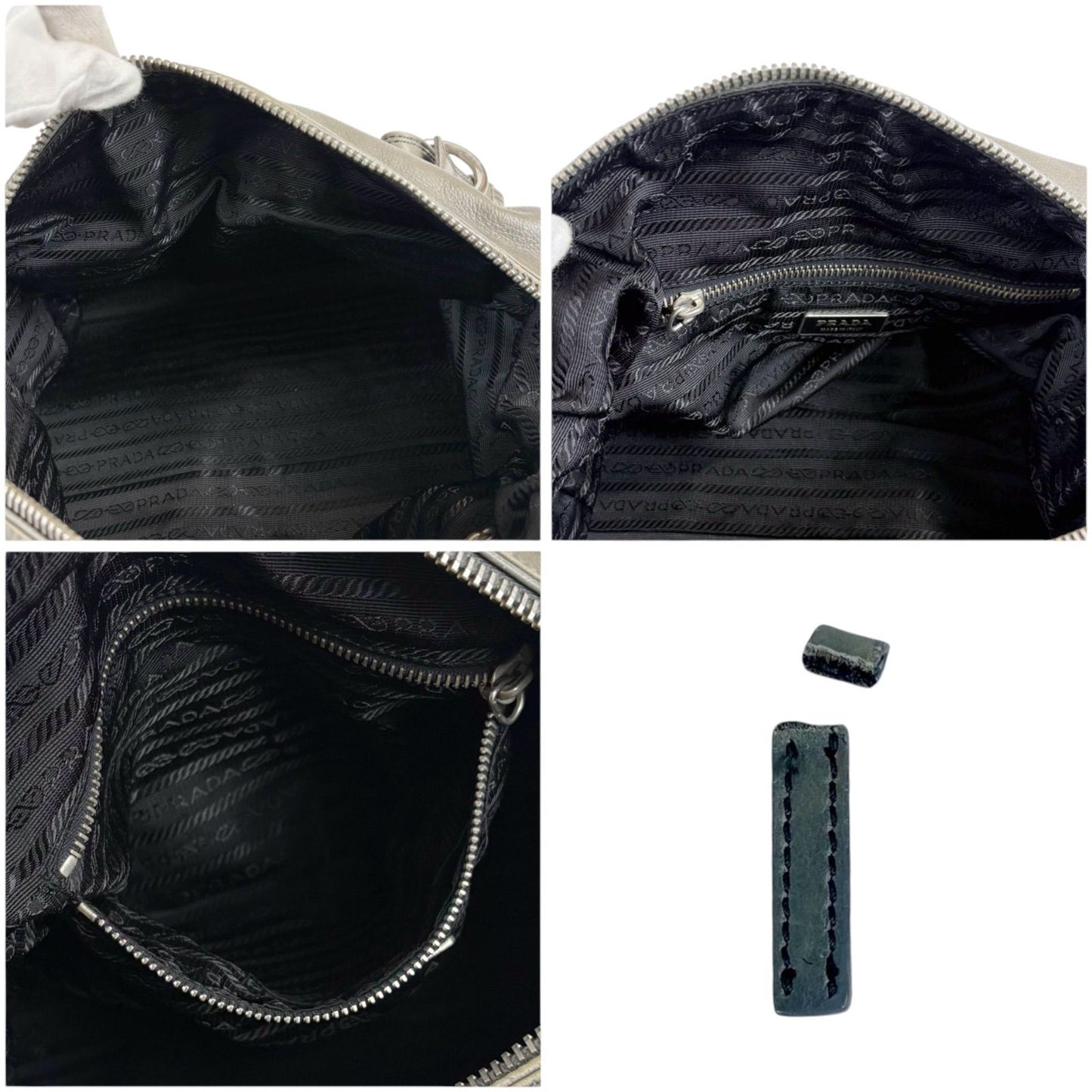 Prada Triangle Logo Shoulder Bag Mini Buffalo Leather Gray Washed — view 9