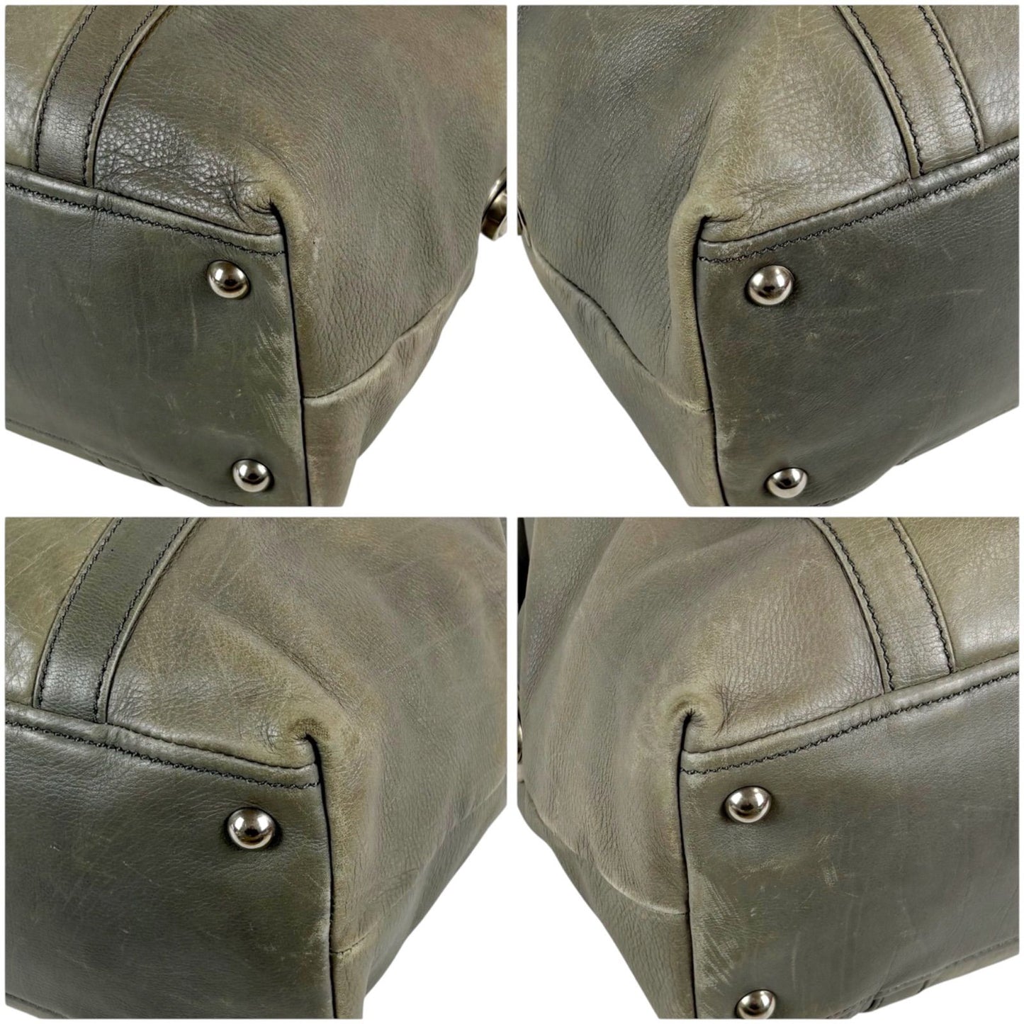 Prada Triangle Logo Shoulder Bag Mini Buffalo Leather Gray Washed — view 6