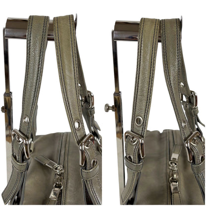 Prada Triangle Logo Shoulder Bag Mini Buffalo Leather Gray Washed — view 7