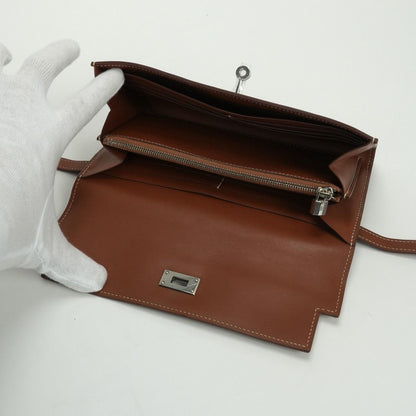 Hermes Kelly Wallet Box Calf Gold Brown Silver — view 5