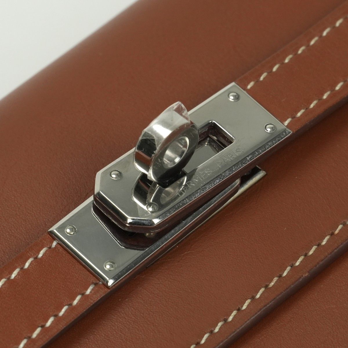 Hermes Kelly Wallet Box Calf Gold Brown Silver — view 8