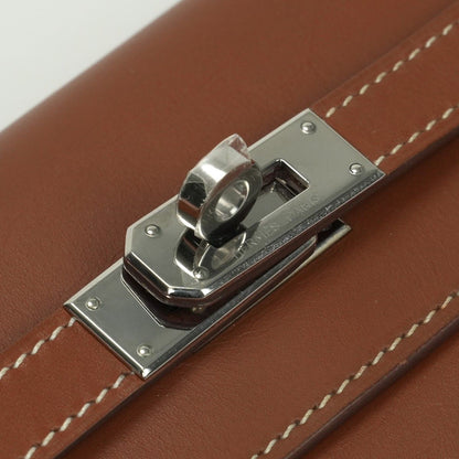 Hermes Kelly Wallet Box Calf Gold Brown Silver — view 8