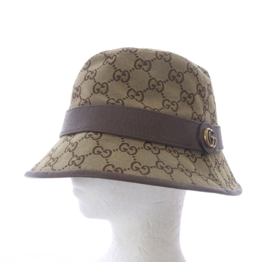 Gucci GG Canvas Fedora Hat S Beige Brown — view 6