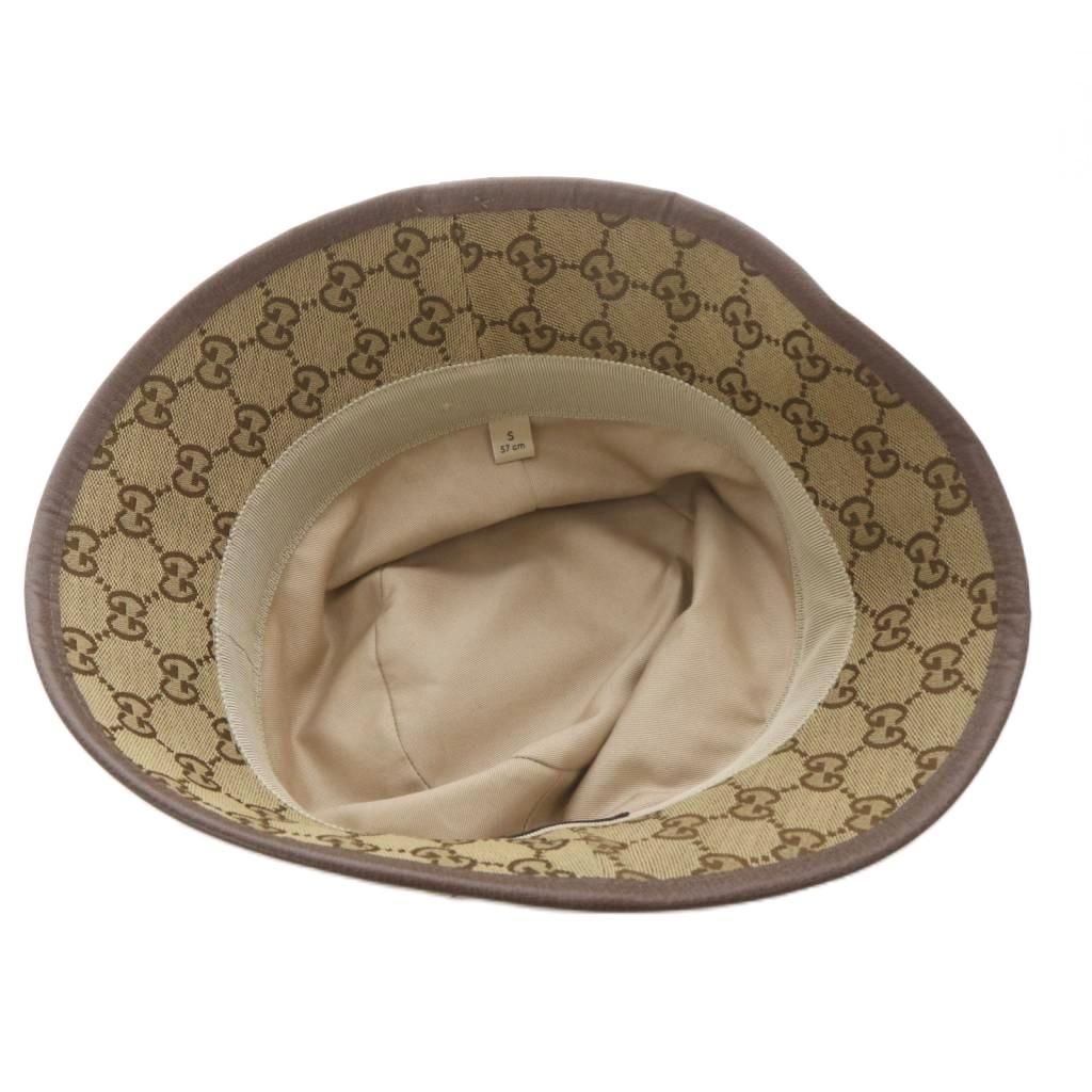 Gucci GG Canvas Fedora Hat S Beige Brown — view 4