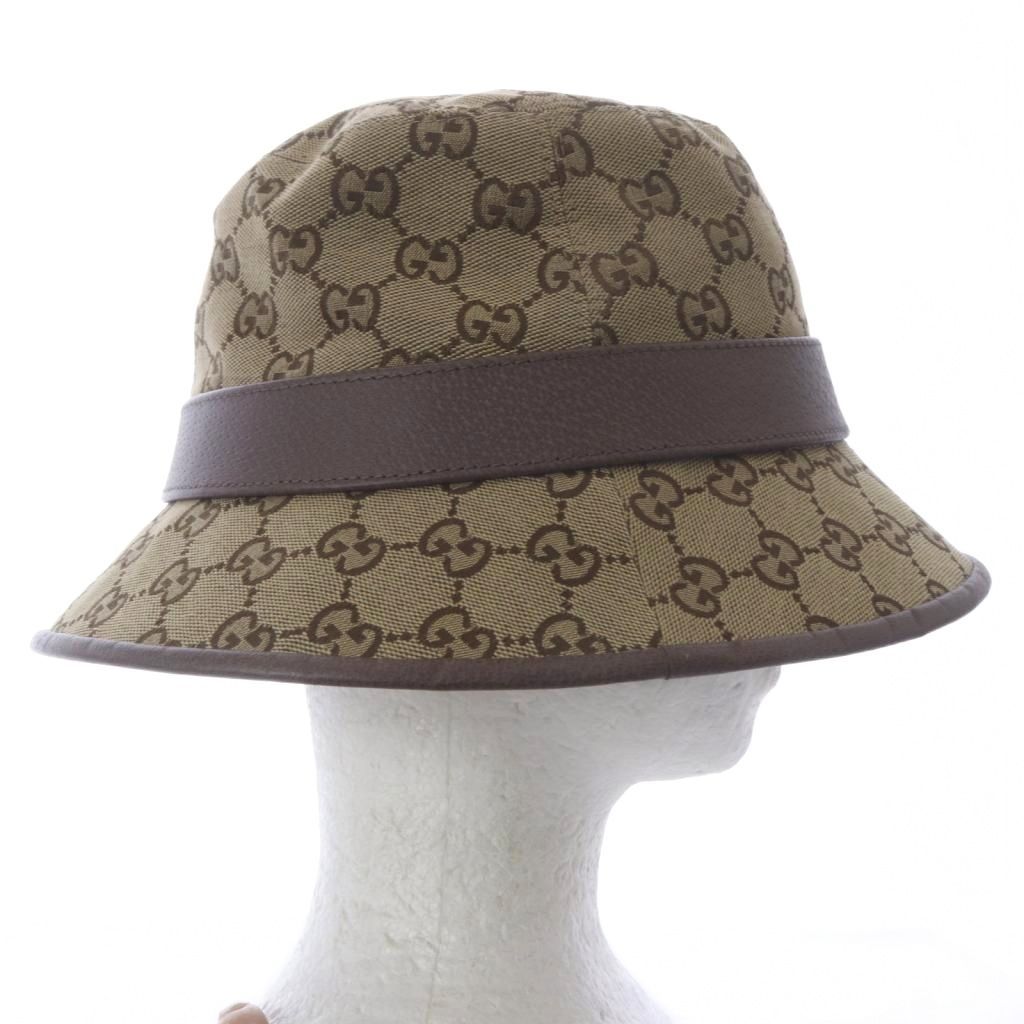 Gucci GG Canvas Fedora Hat S Beige Brown — view 5