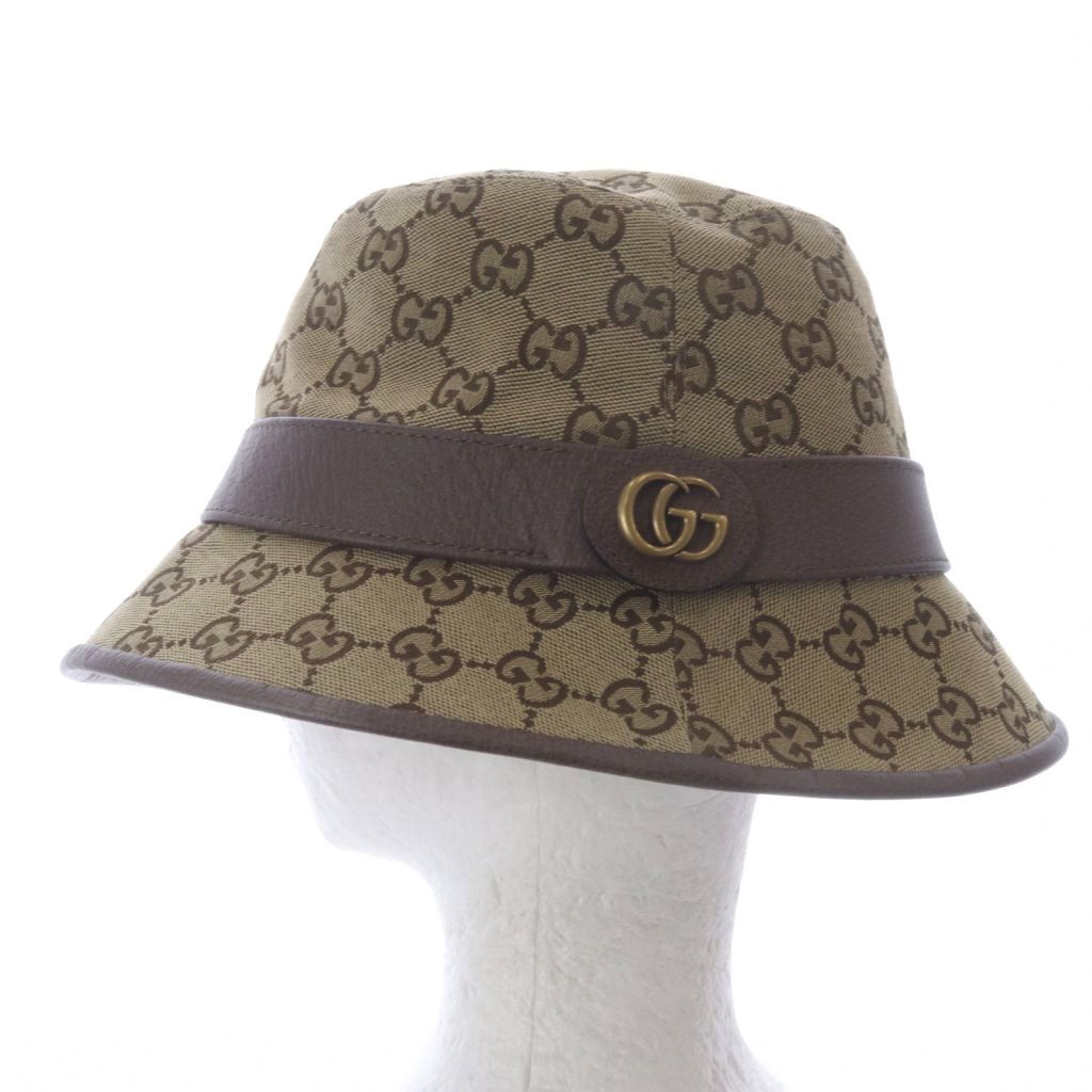Gucci GG Canvas Fedora Hat S Beige Brown