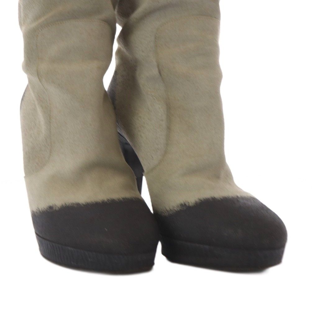 Chanel Middle Boots High Heels CC Logo Suede Bicolor 36.5 Light Gray — view 7